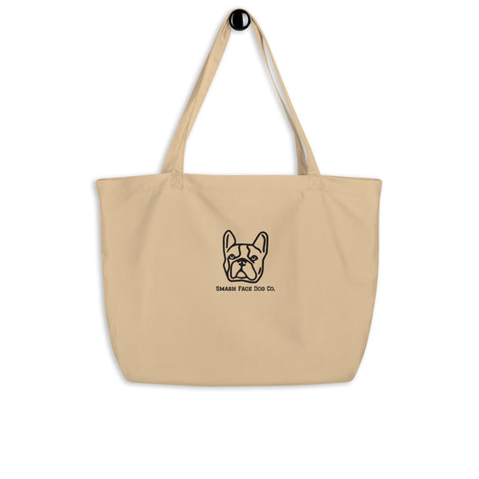 Smash Face Pup Travel Embriordered Tote Bag